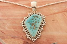 Artie Yellowhorse Rare Morenci Turquoise Sterling Silver Pendant